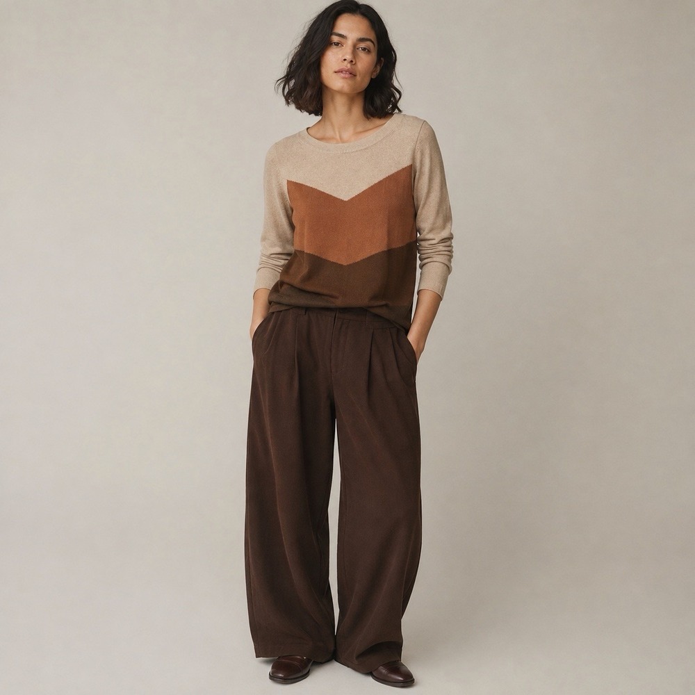 Bob Mackie Wearable Art sweater womens Medium earthy academia brown long sleeve